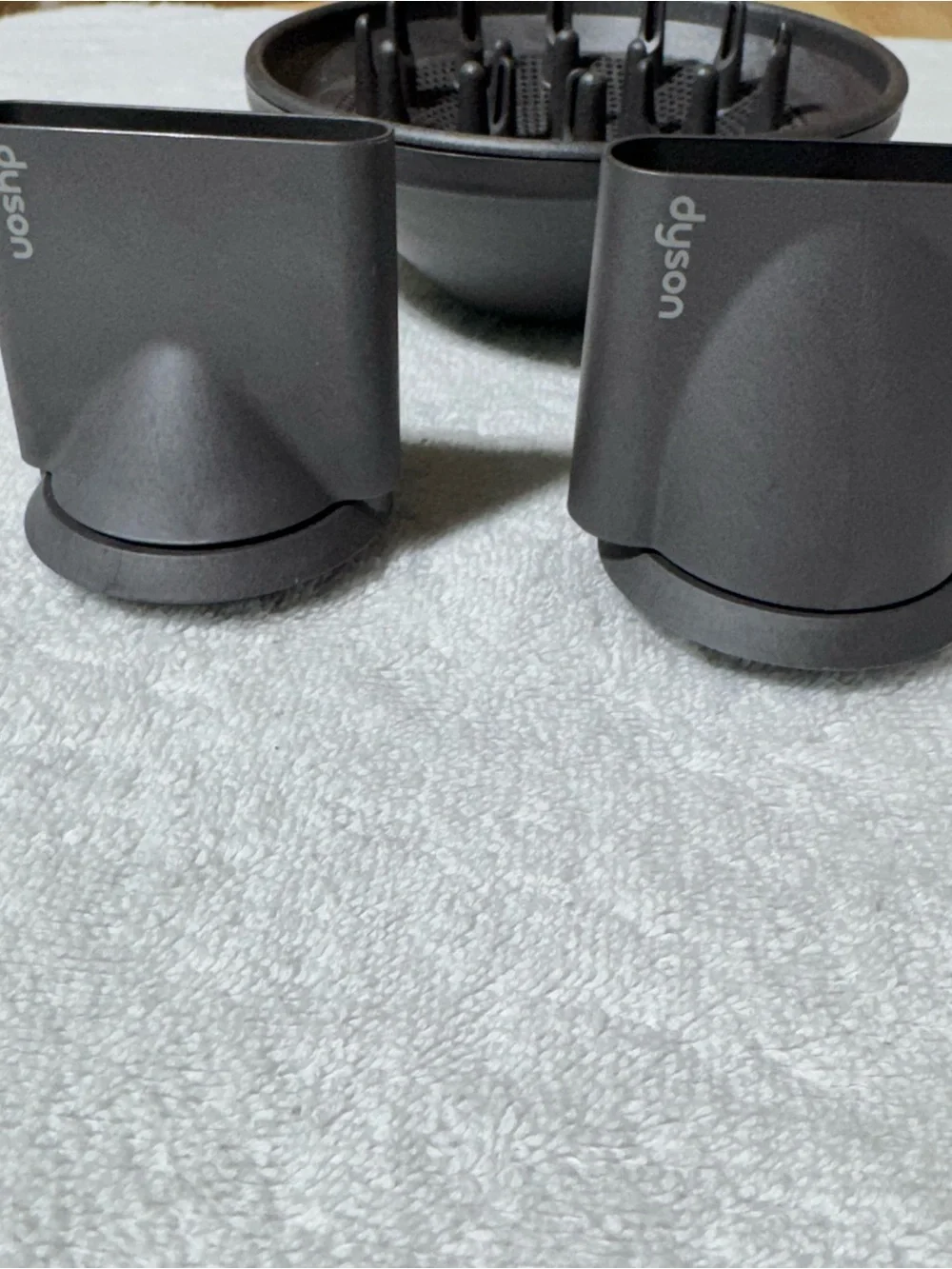 Dyson Silver and White Hair Dryer with Attachments